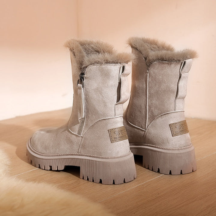 Casual Winter Boots with Zipper and Fur for Women | Ideal for Winter