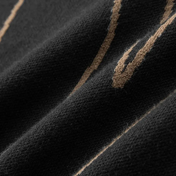 Men's Casual Black Round Neck Cashmere Jumper with Unique Design | Ideal for Winter