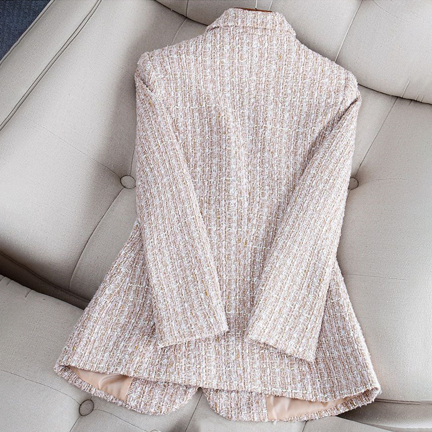 Women's Tweed Blazer Coat with Buttons and Pockets | Perfect for Casual days