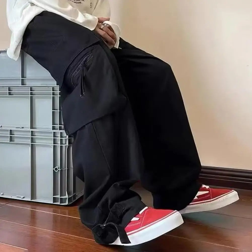Men's Casual Black Cargo Pants with Baggy Fit | Perfect for Casual Days
