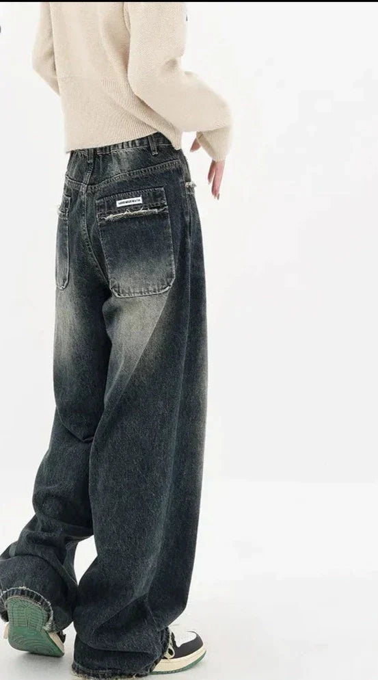 Women's Retro Low-Waist Blue Baggy Jeans | Perfect for Casual Days