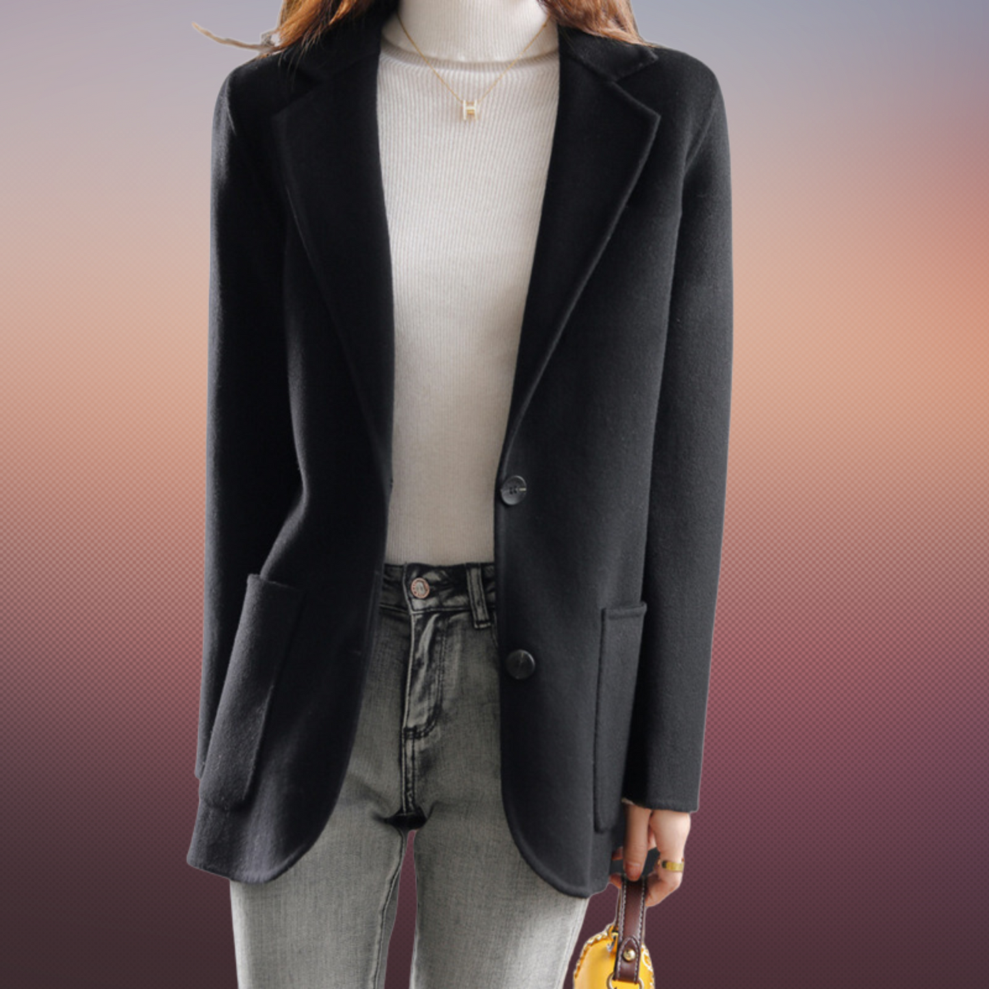 Women's Wool Blazer Coat with Buttons and Pockets | Perfect for Casual Days