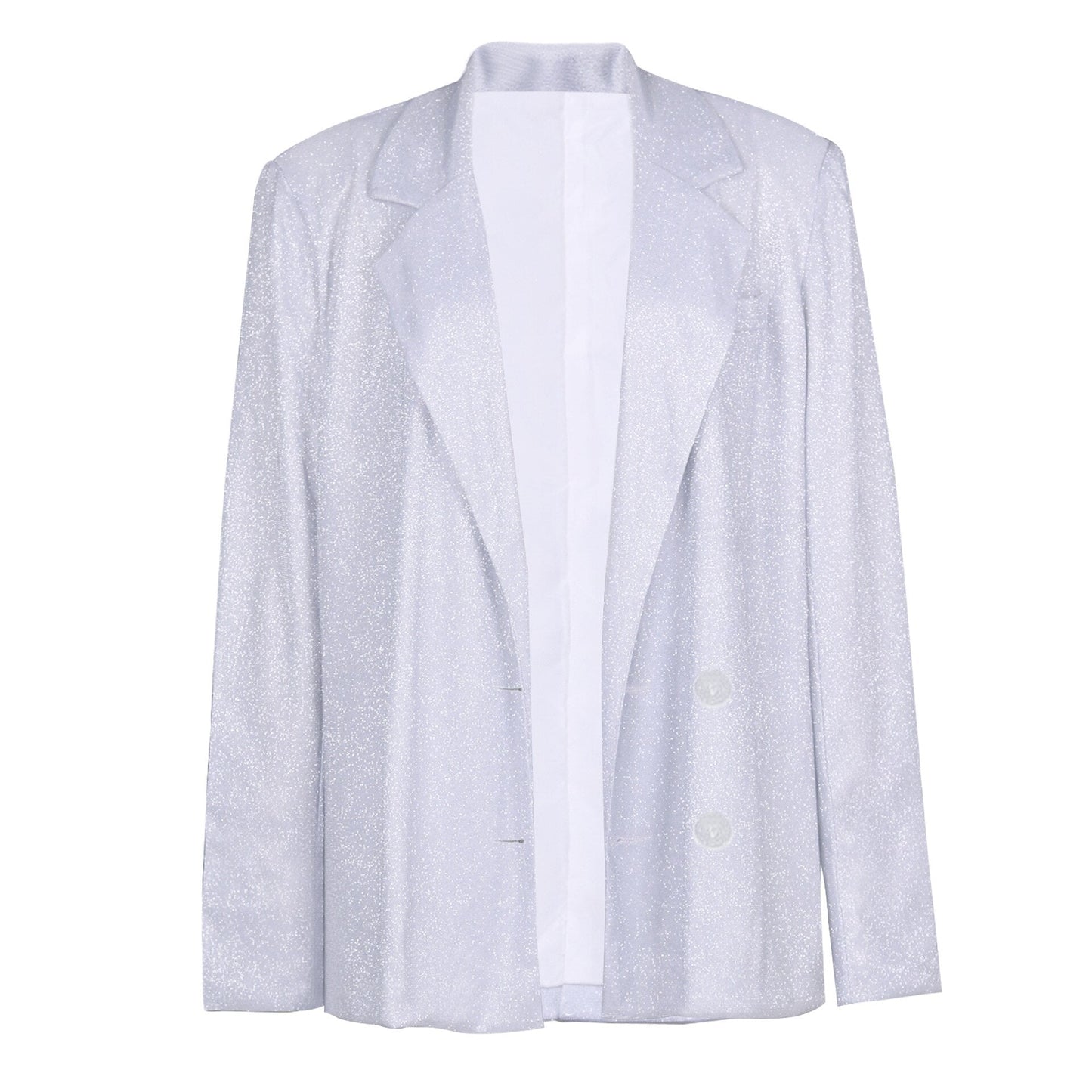Women's Chic White Glitter Blazer with Buttons | Perfect for Casual Days