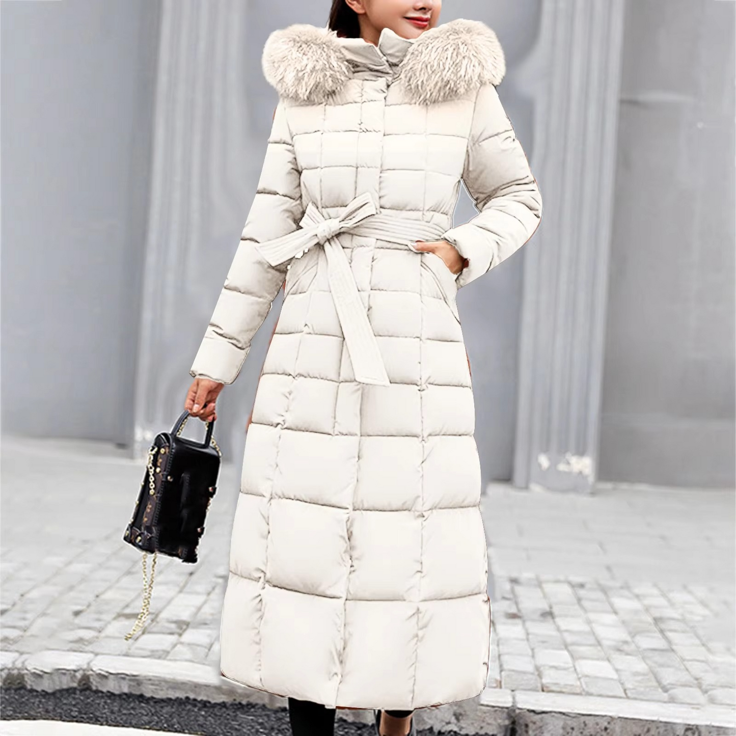 Stylish Warm Down Winter Coat with Fur Hood for Women | Ideal for Winter