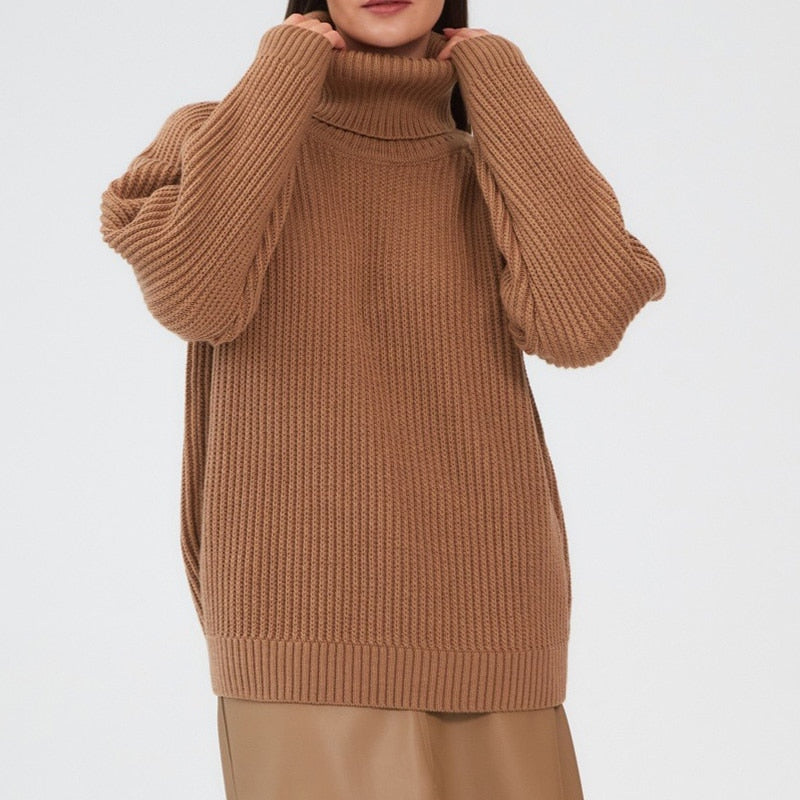 Women's Casual Knitted Wool Turtleneck Sweater | Ideal for Autumn/Winter