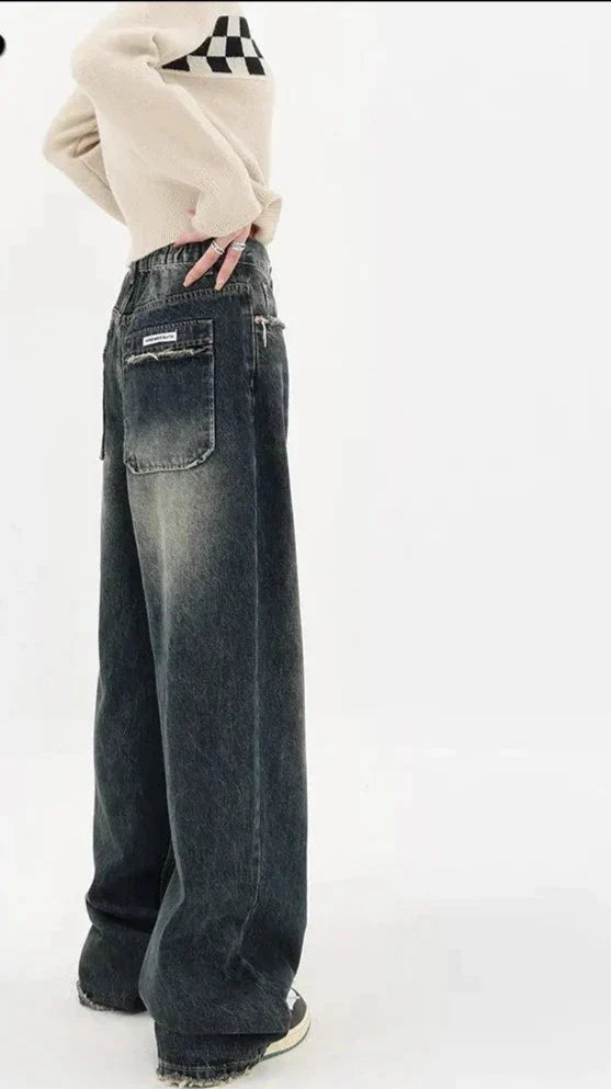 Women's Retro Low-Waist Blue Baggy Jeans | Perfect for Casual Days