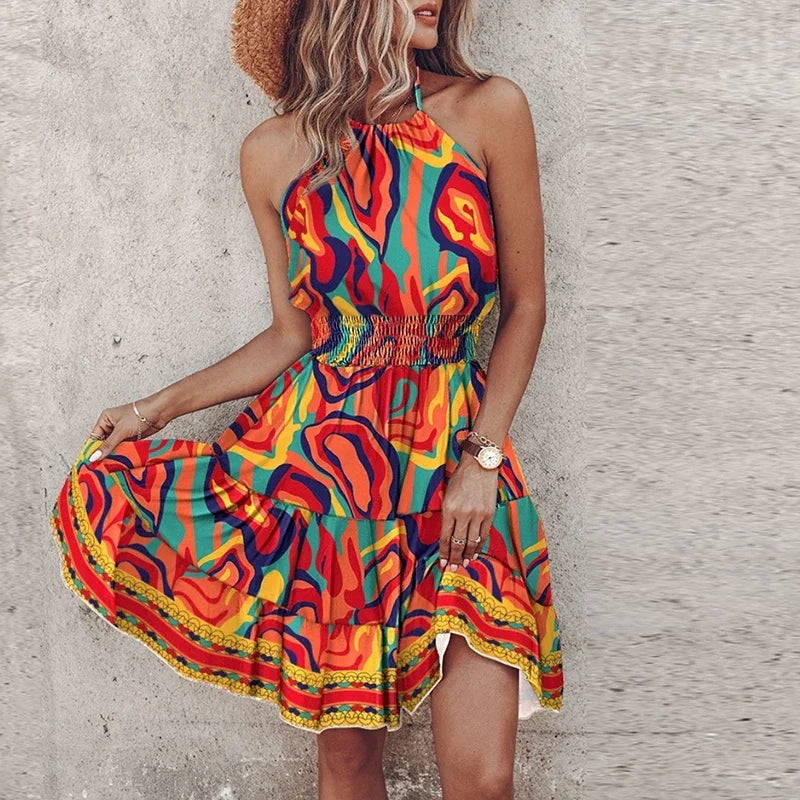 Variant image for Women's Lightweight Halter Dress with Smocked Waist for Summer Outings-34