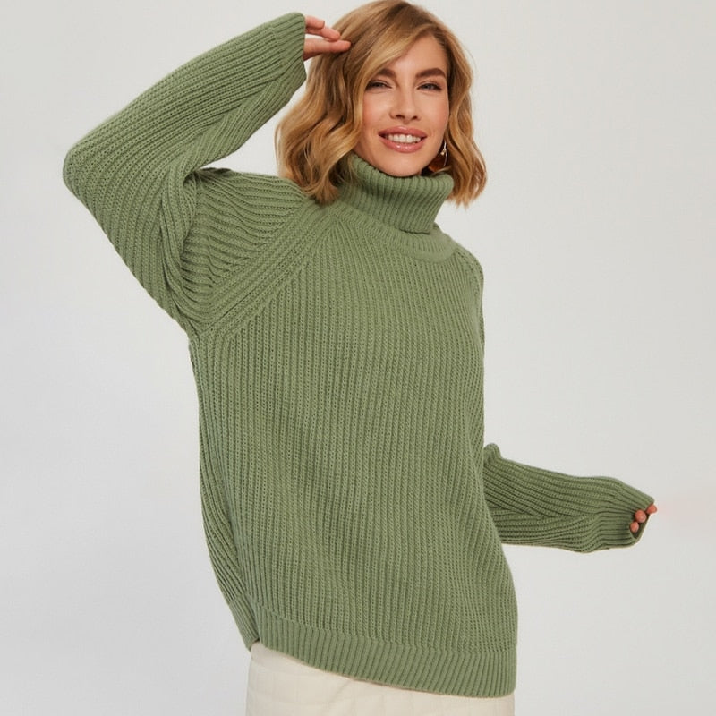 Women's Casual Knitted Wool Turtleneck Sweater | Ideal for Autumn/Winter