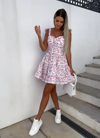 Women's Stylish High-Quality Boho Dress with Floral Print Design