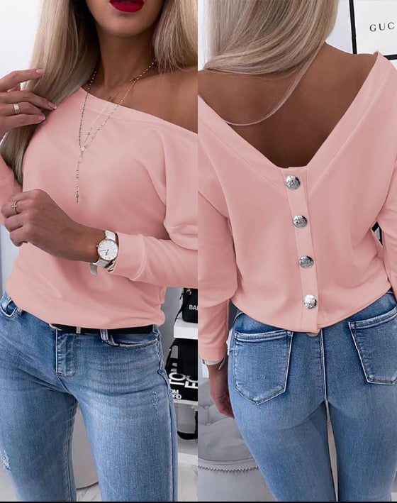 Women's Elegant Premium Fabric Blouse with Backless Design