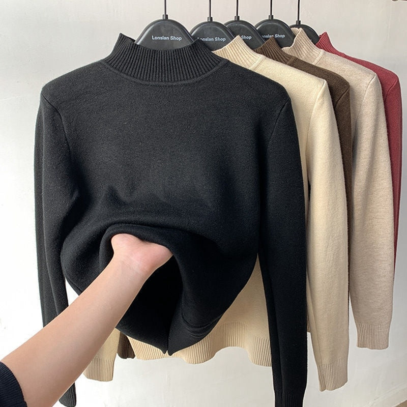 Middle Collar Black, Turtleneck Beige