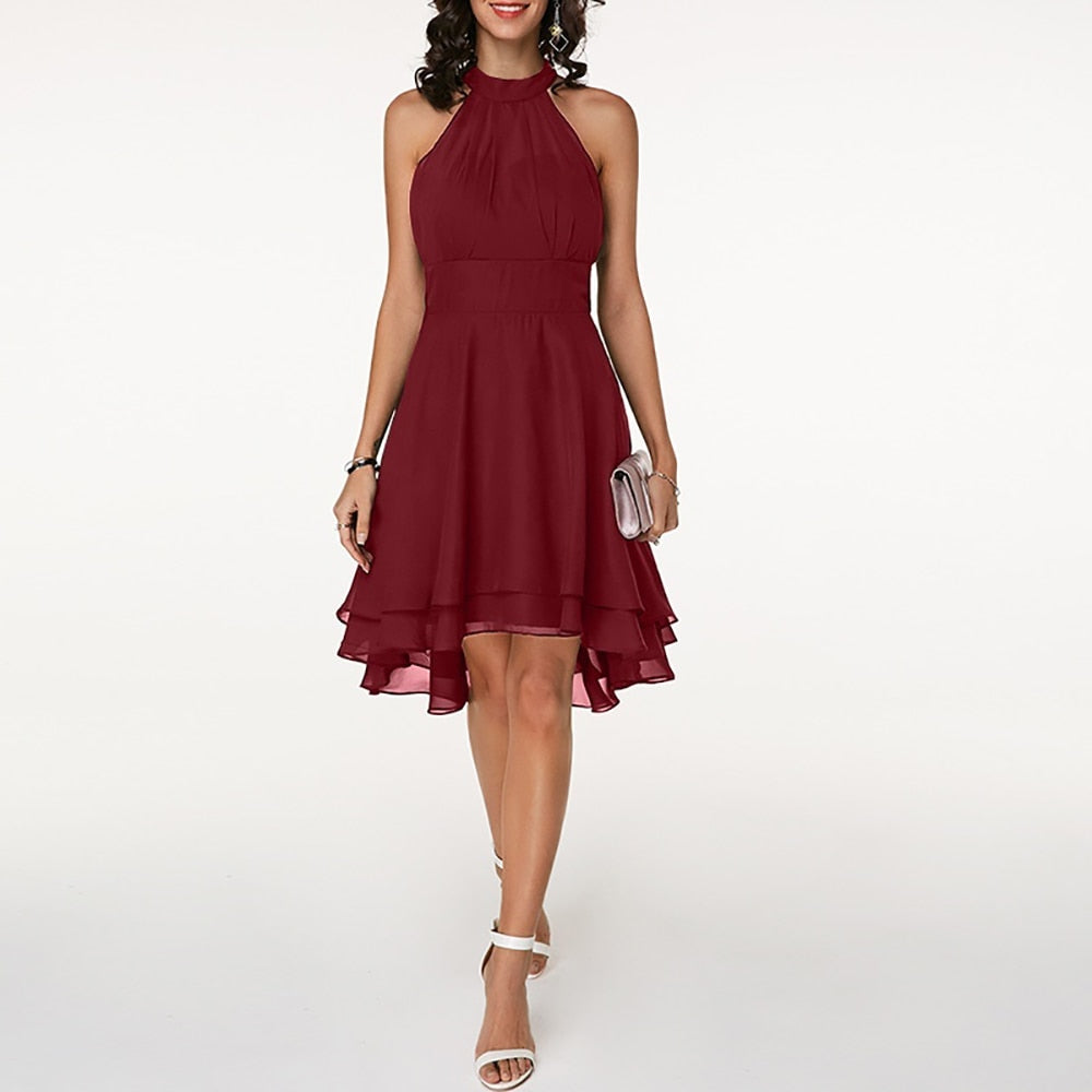 Women's Chic Ruffled Summer Dress with Elegant Details