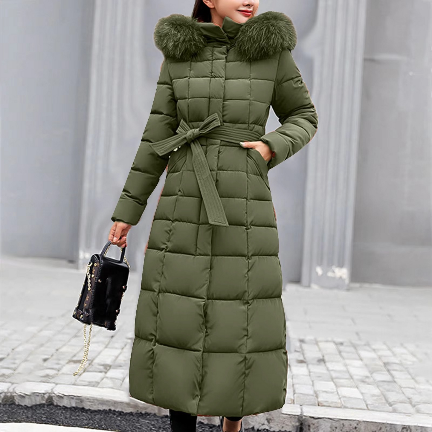 Stylish Warm Down Winter Coat with Fur Hood for Women | Ideal for Winter
