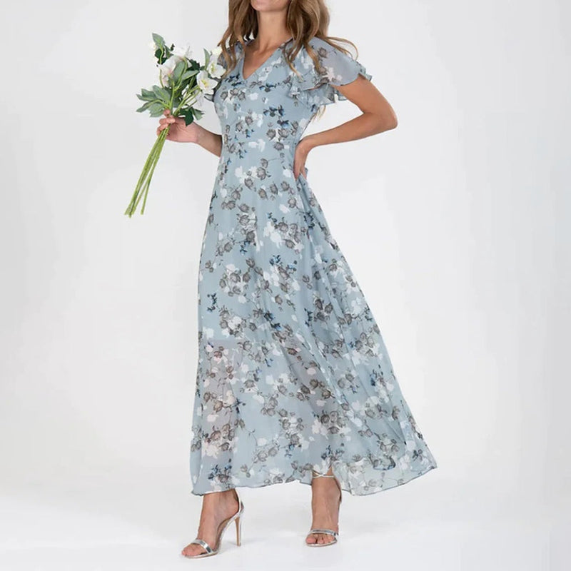 Women's Elegant Lightweight Maxi Dress with Floral Design
