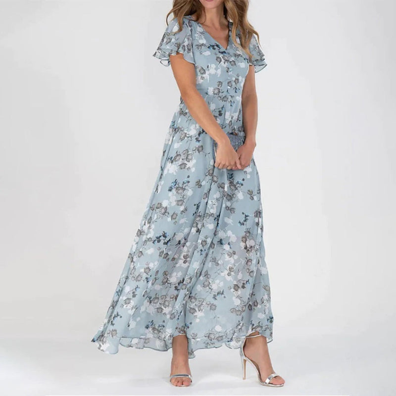 Women's Elegant Lightweight Maxi Dress with Floral Design