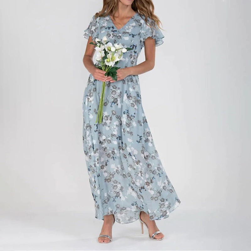 Women's Elegant Lightweight Maxi Dress with Floral Design