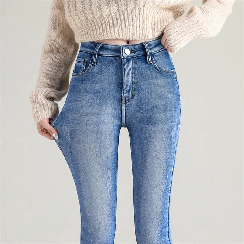 Women's Elastic Fleece Skinny Jeans | Perfect for Casual Days