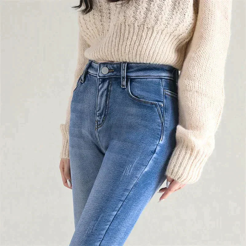 Women's Elastic Fleece Skinny Jeans | Perfect for Casual Days