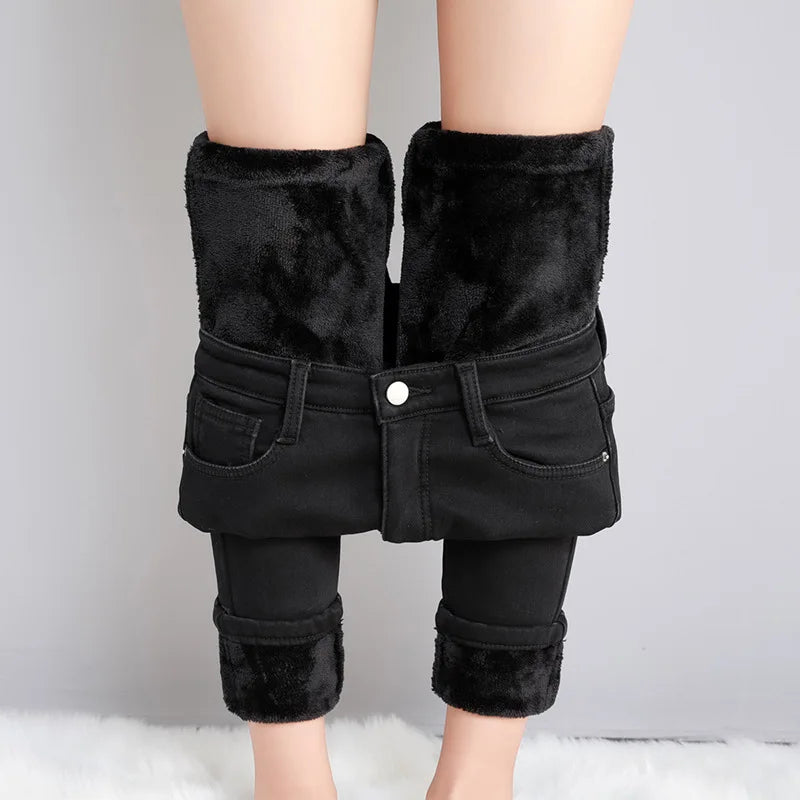 Women's Elastic Fleece Skinny Jeans | Perfect for Casual Days