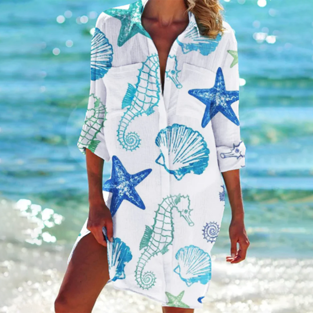Women's Short Dress with Button Placket