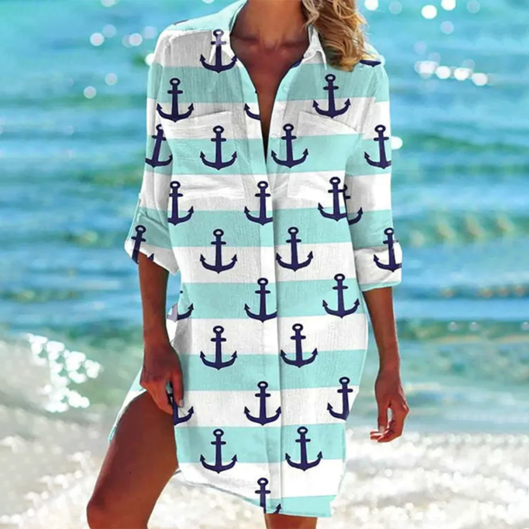 Women's Short Dress with Button Placket