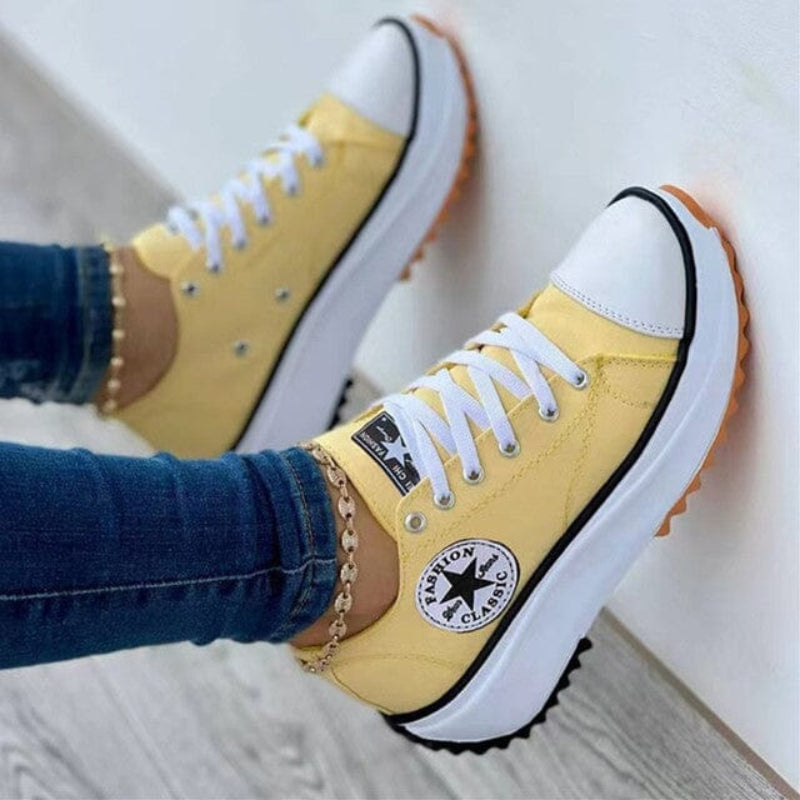 Women’s Solid Color Lace-Up Sneakers