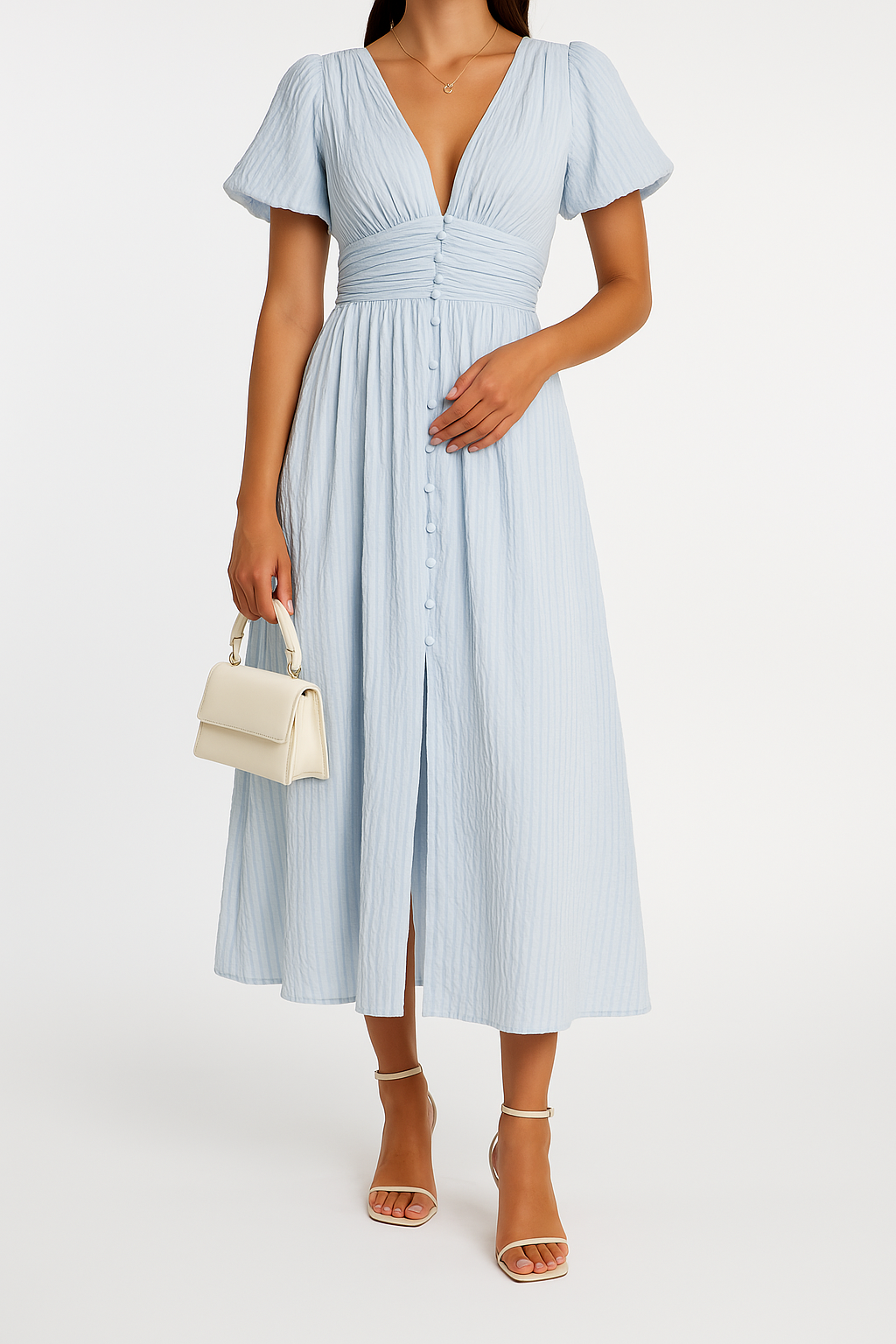 Women's Deep V-neck Midi Dress