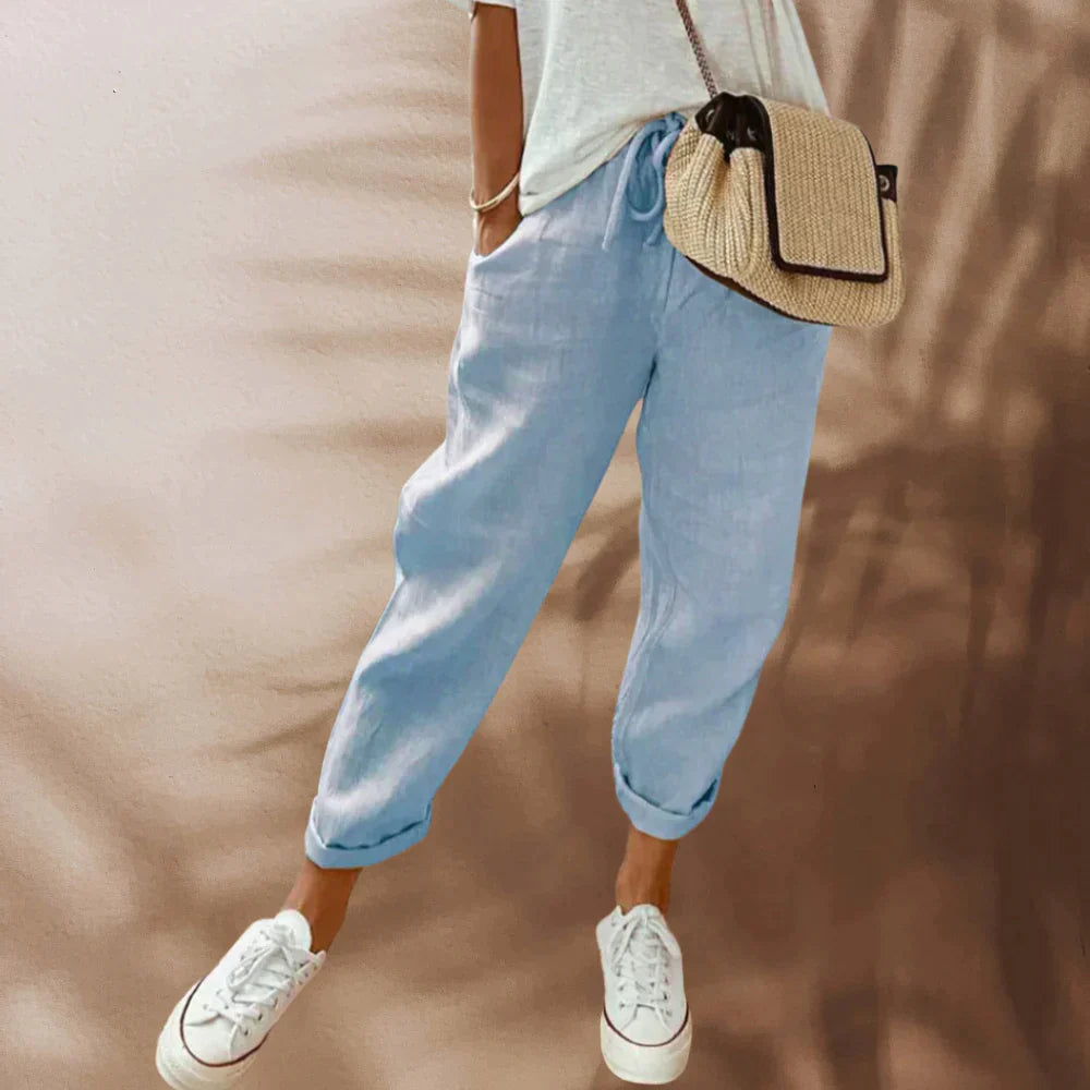 Women's Trousers with Elastic Waist and Drawstring