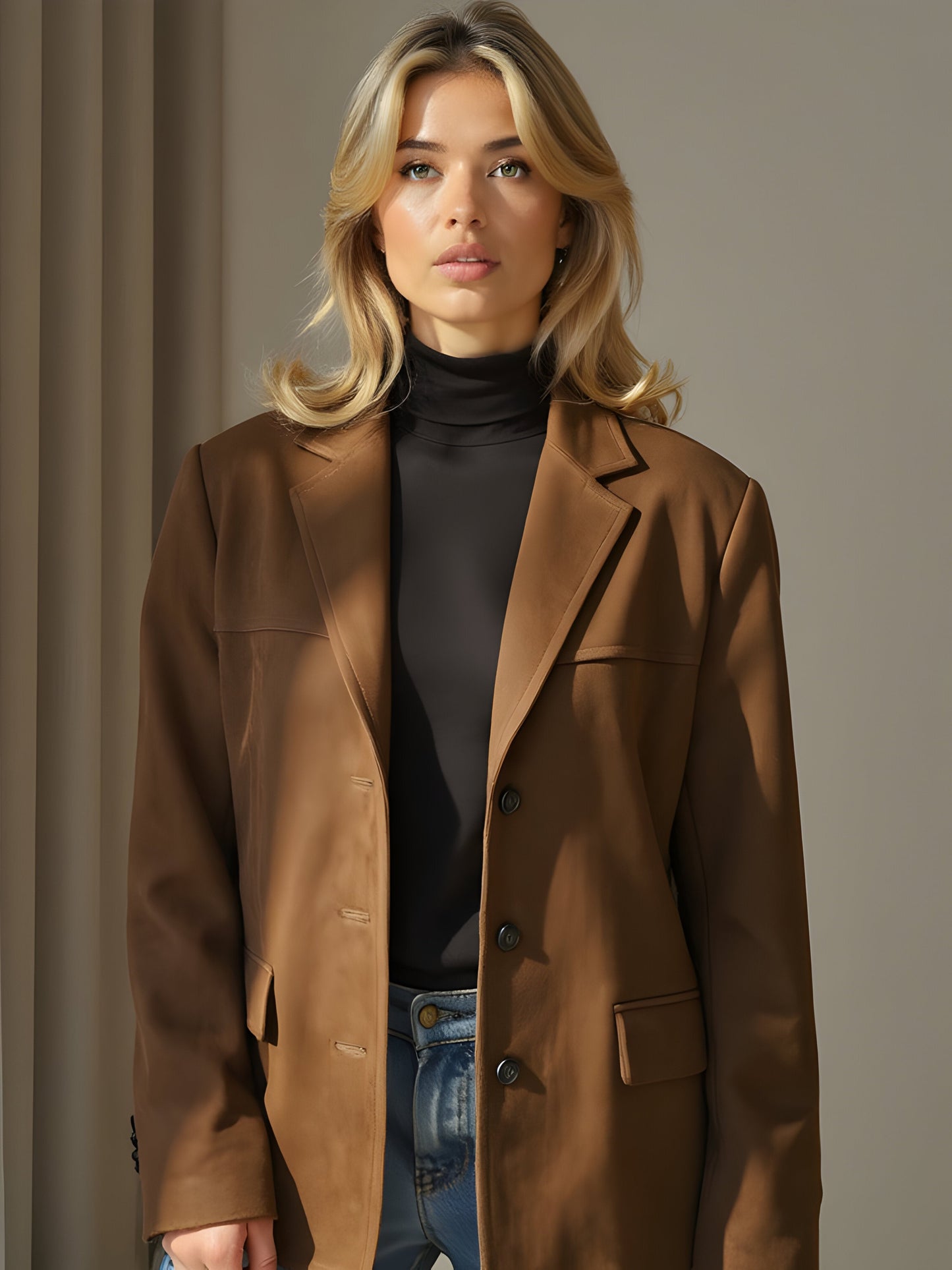 Women's Lightweight Button Jacket with Pockets