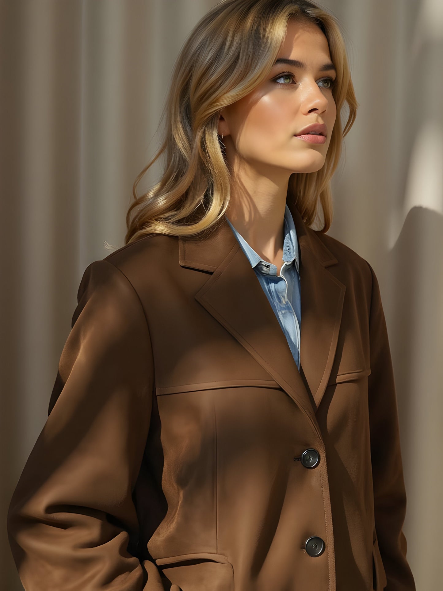 Women's Lightweight Button Jacket with Pockets