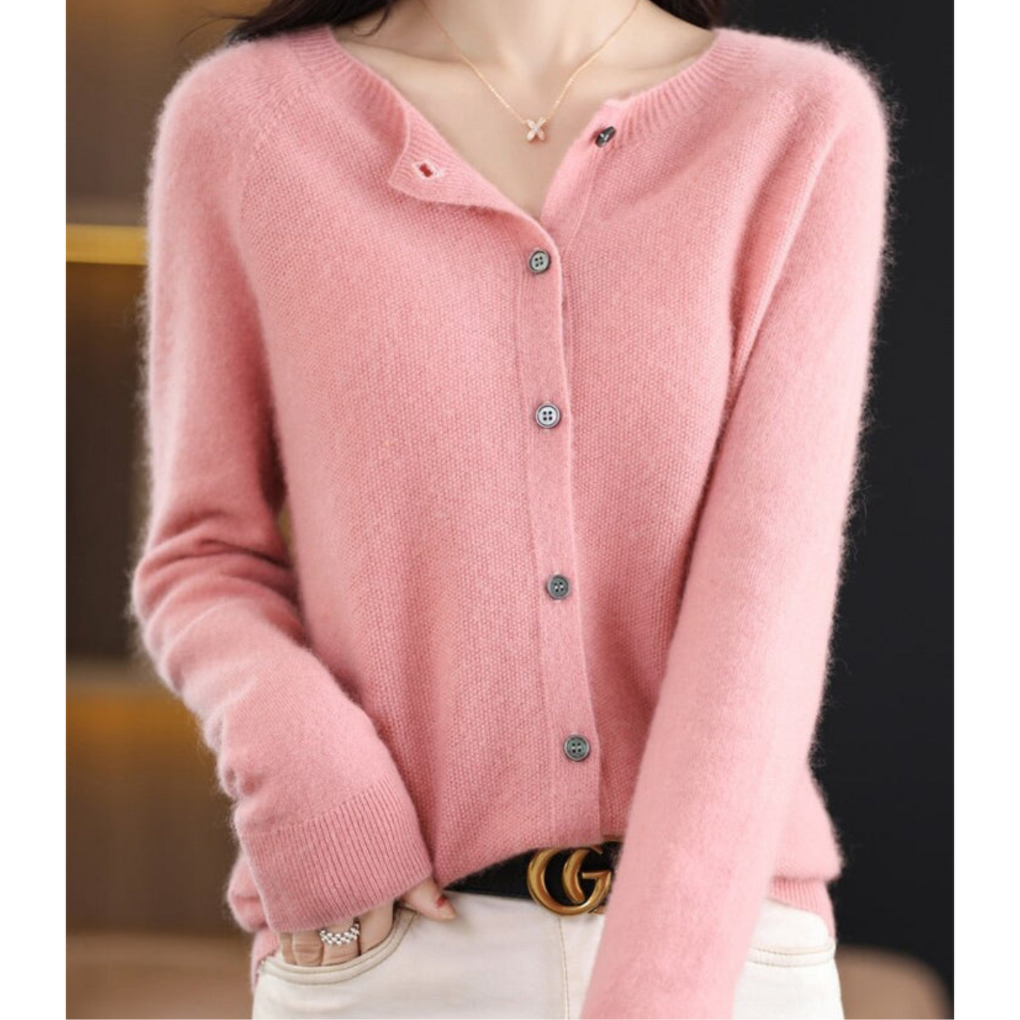 Women's Button-Up Cardigan with Long Sleeves