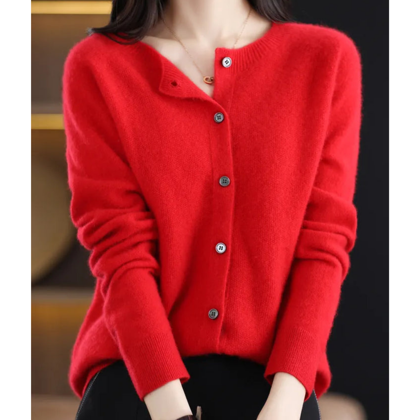 Women's Button-Up Cardigan with Long Sleeves
