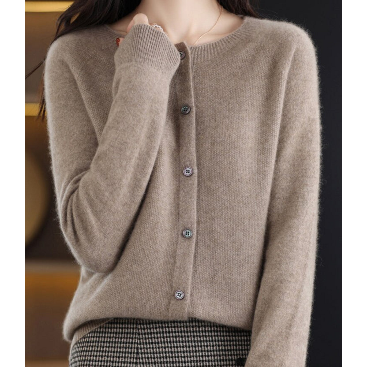 Women's Button-Up Cardigan with Long Sleeves