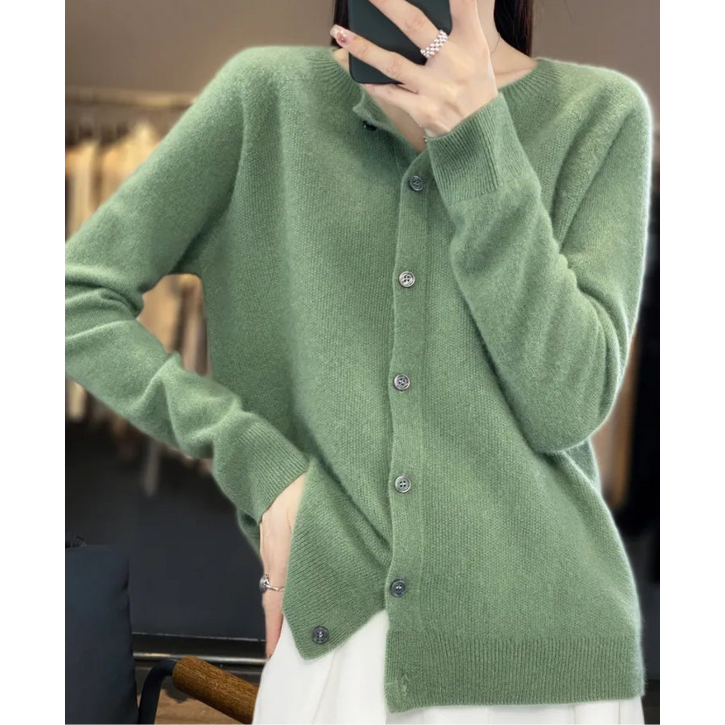 Women's Button-Up Cardigan with Long Sleeves