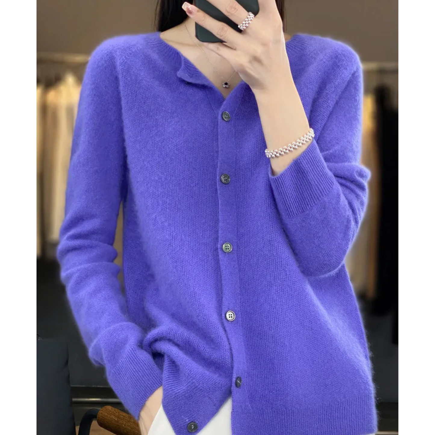 Women's Button-Up Cardigan with Long Sleeves