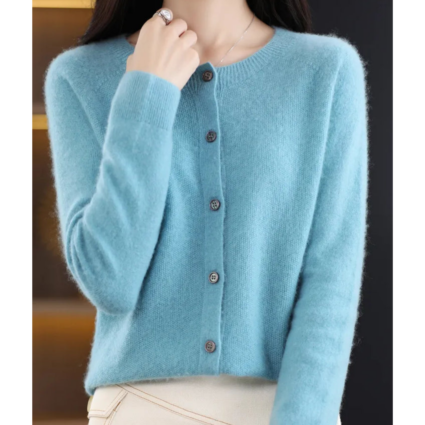 Women's Button-Up Cardigan with Long Sleeves