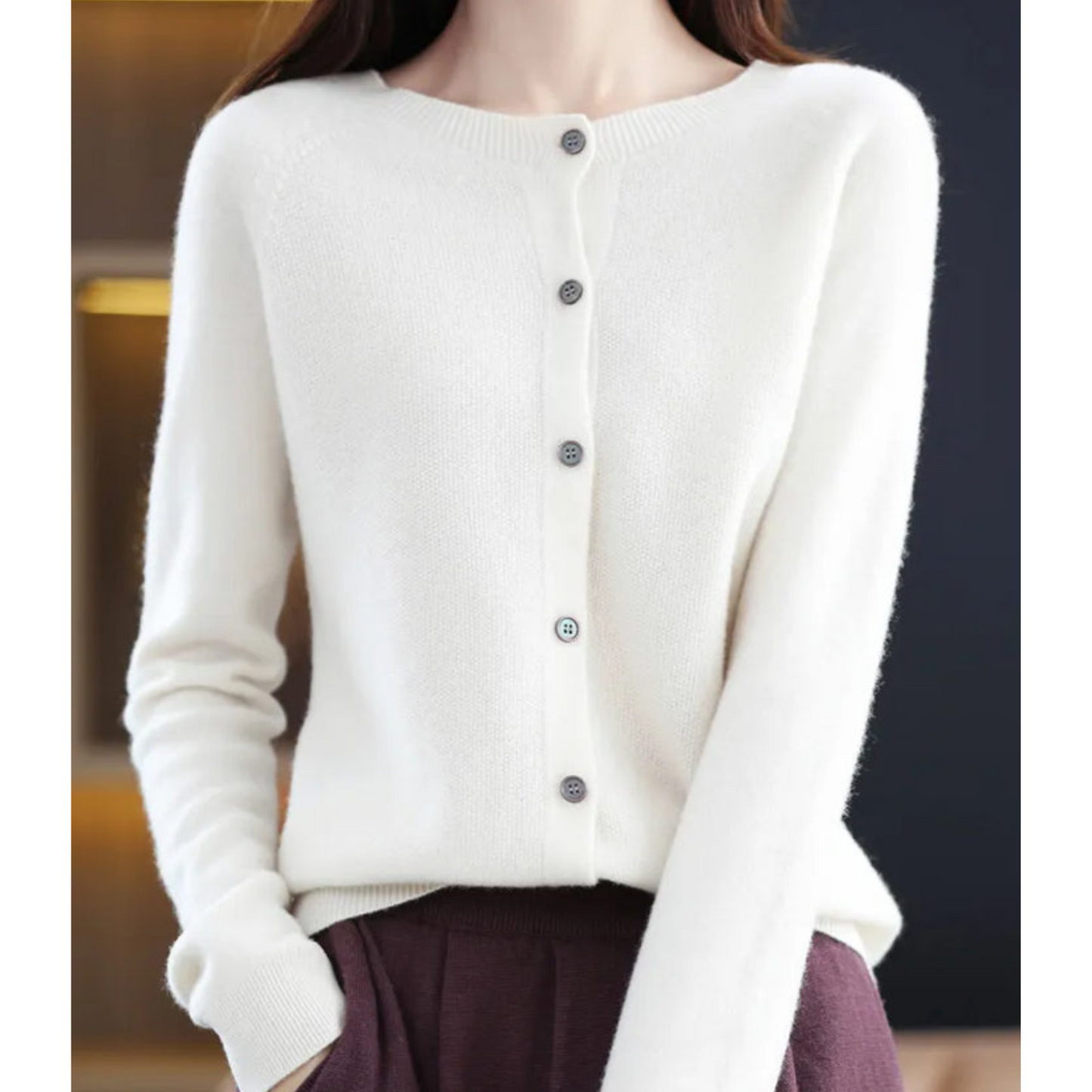 Women's Button-Up Cardigan with Long Sleeves