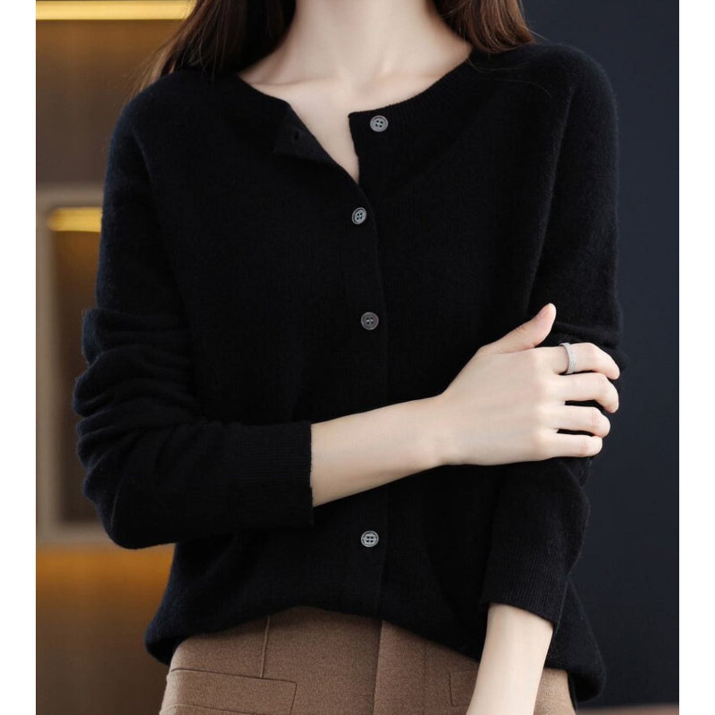 Women's Button-Up Cardigan with Long Sleeves