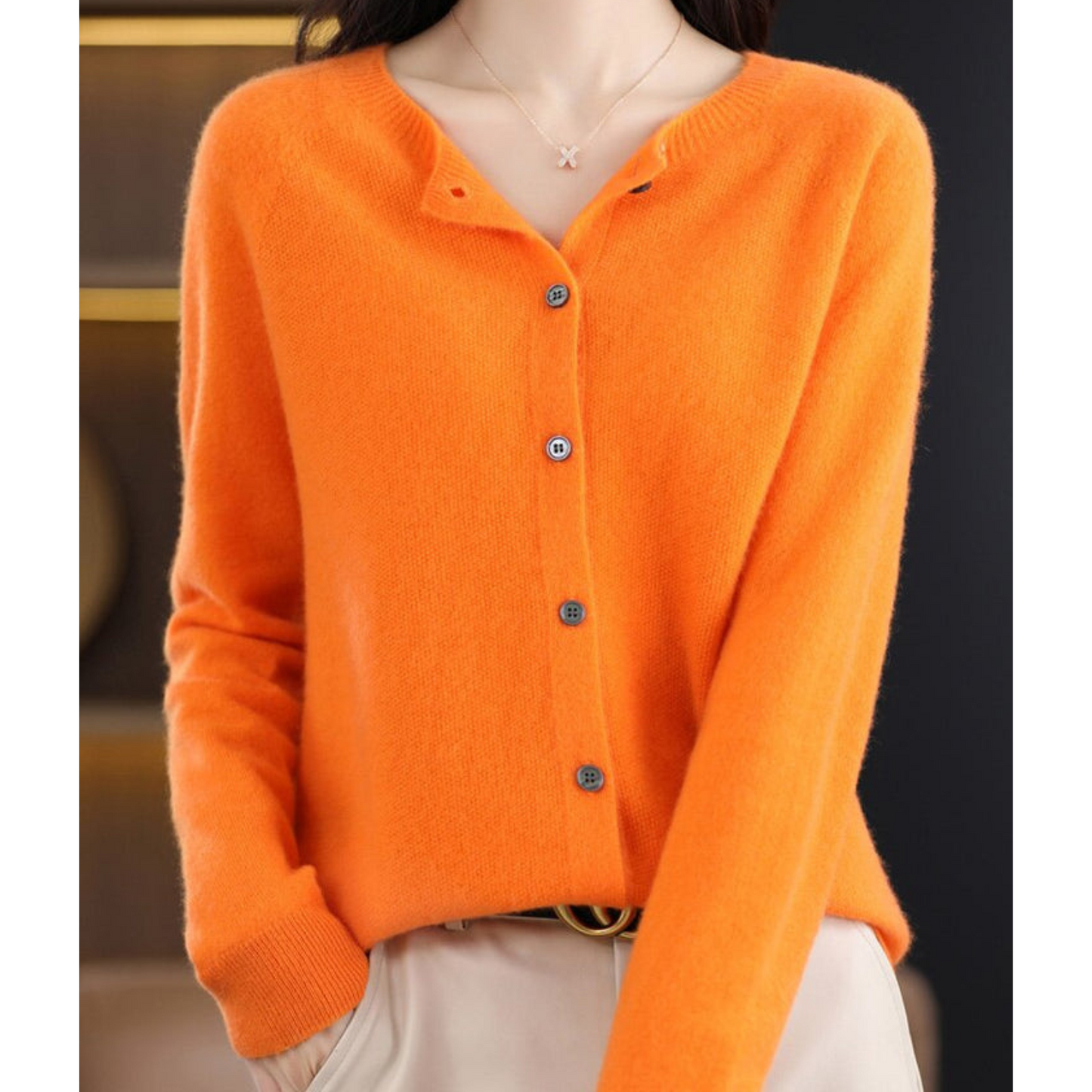 Women's Button-Up Cardigan with Long Sleeves