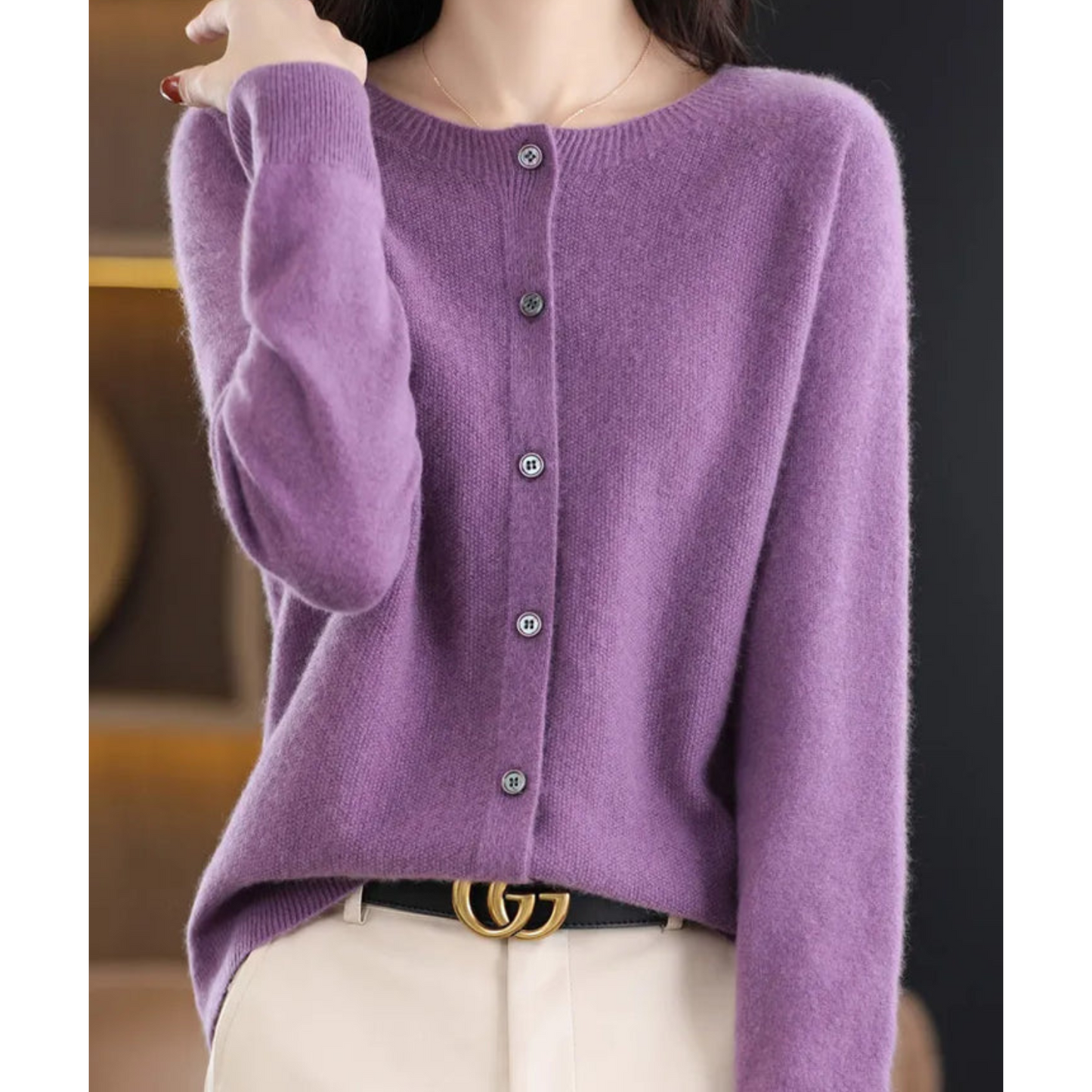 Women's Button-Up Cardigan with Long Sleeves