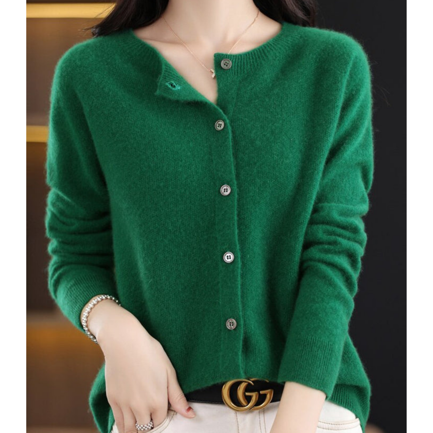 Women's Button-Up Cardigan with Long Sleeves