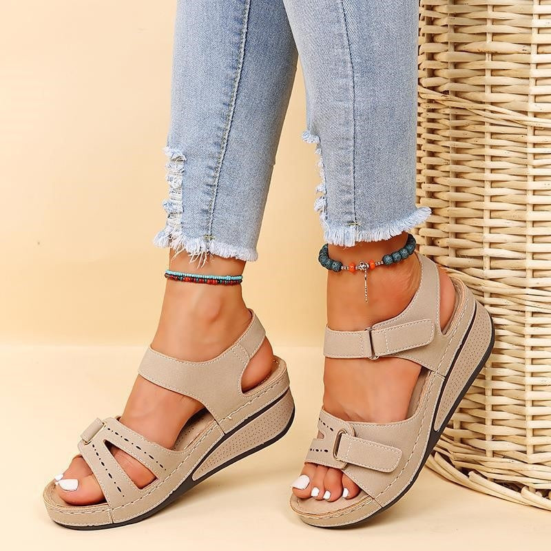 Women's Wedge Sandal with Velcro Closure