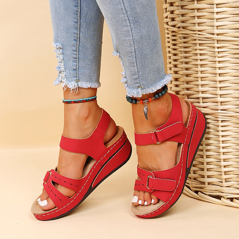 Women's Wedge Sandal with Velcro Closure