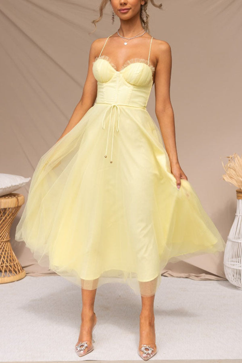 Women's Midi Dress with Sweetheart Neckline