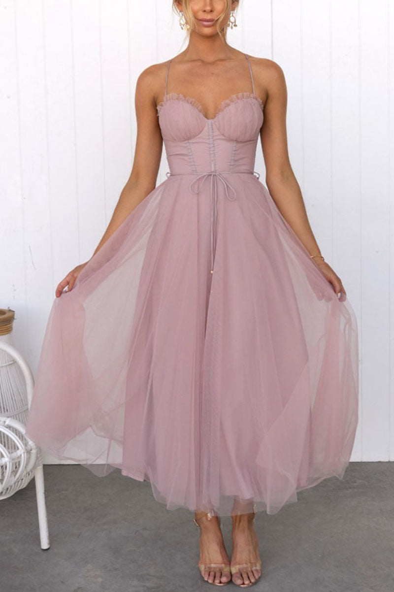 Women's Midi Dress with Sweetheart Neckline