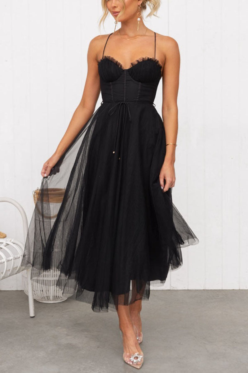 Women's Midi Dress with Sweetheart Neckline
