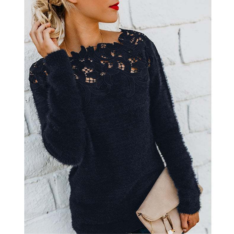 Women's Lightweight Jumper with Minimalist Floral Design