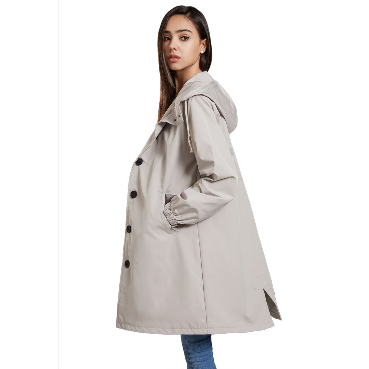Women's Mid-Length Hooded Jacket