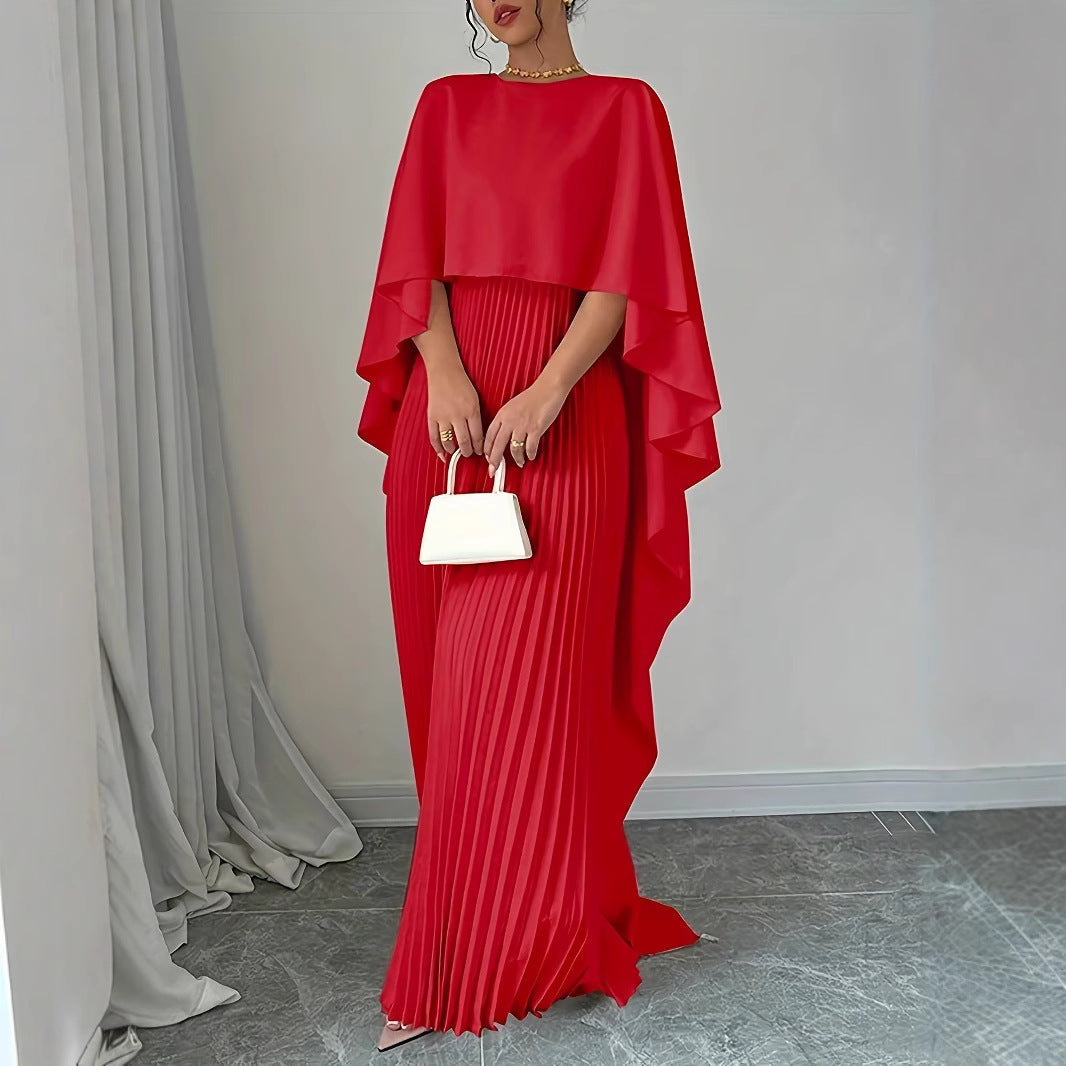 Women's Pleated Solid Color Maxi Dress