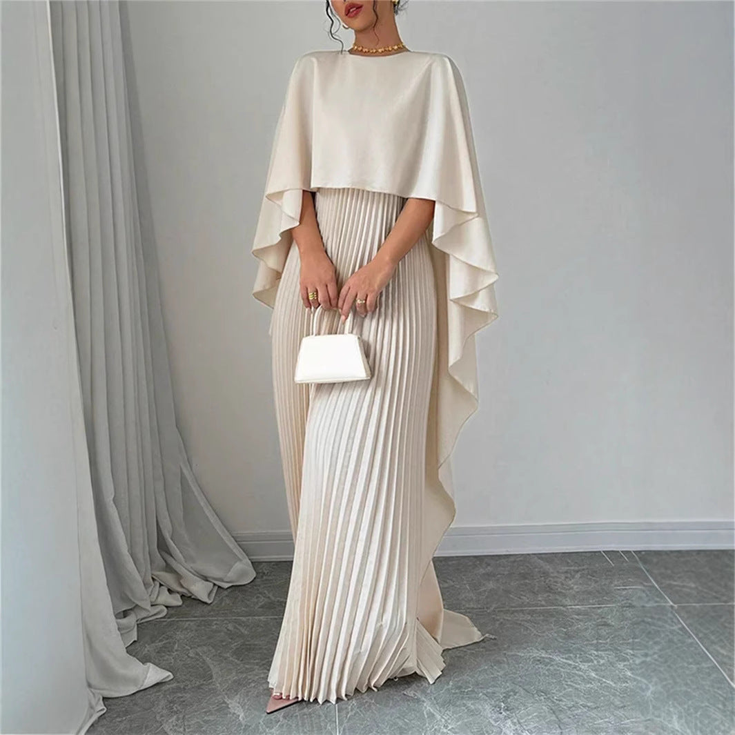 Women's Pleated Solid Color Maxi Dress